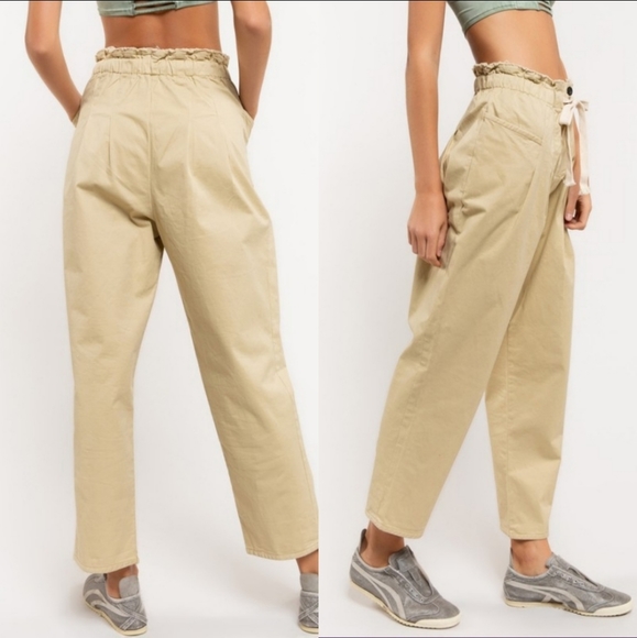 Women’s POL Boho khaki drawstring pants  pockets - Picture 4 of 5